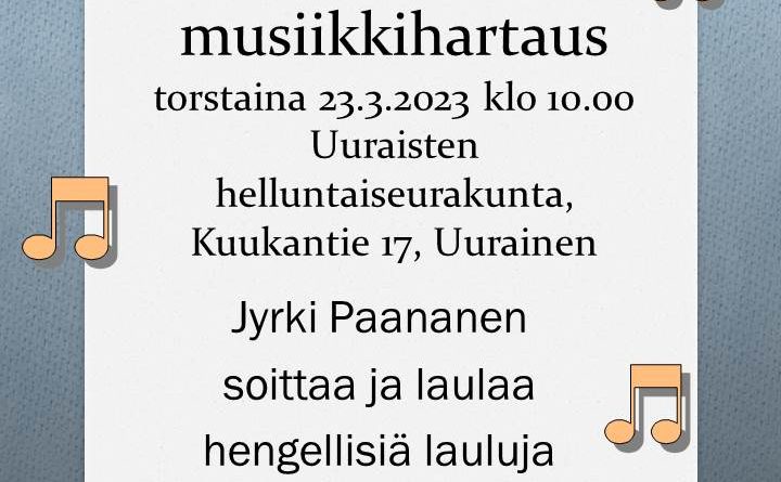 TO 23.3. klo 10 kirpputorin musiikkihartaus: Jyrki Paananen