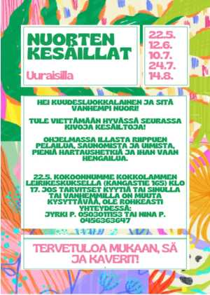 Nuorten kesäillat alkaa 22.5.2026 Kokkolammella