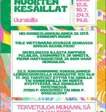 Nuorten kesäillat alkaa 22.5.2026 Kokkolammella