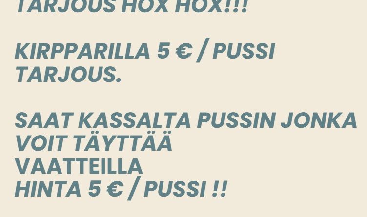 Tänään Lähetyskahvila ja kirppari auki klo 9-13