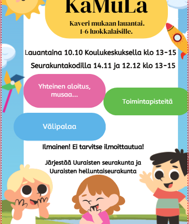 KaMuLa seuraavan kerran 10.10 koulukeskuksella klo 13-15
