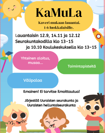 KaMuLa lauantaina 12.9 klo 13-15