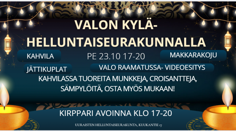 Valon kylä- tapahtuma perjantaina 23.10.2026 klo 17-20